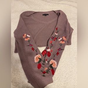 Light dark purple long sleeve crop top